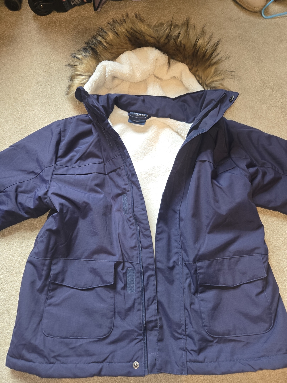 Navy Faux Fur Trim Winter Coat 11/12